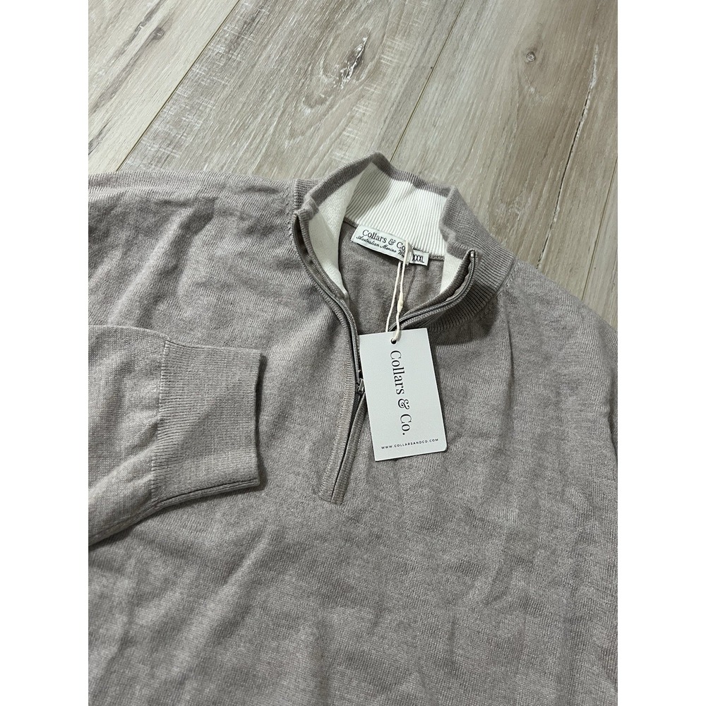 Collars and Co Sweater Mens 3XL DustyGray 1/4 Zip 100% Australian Merino Wool